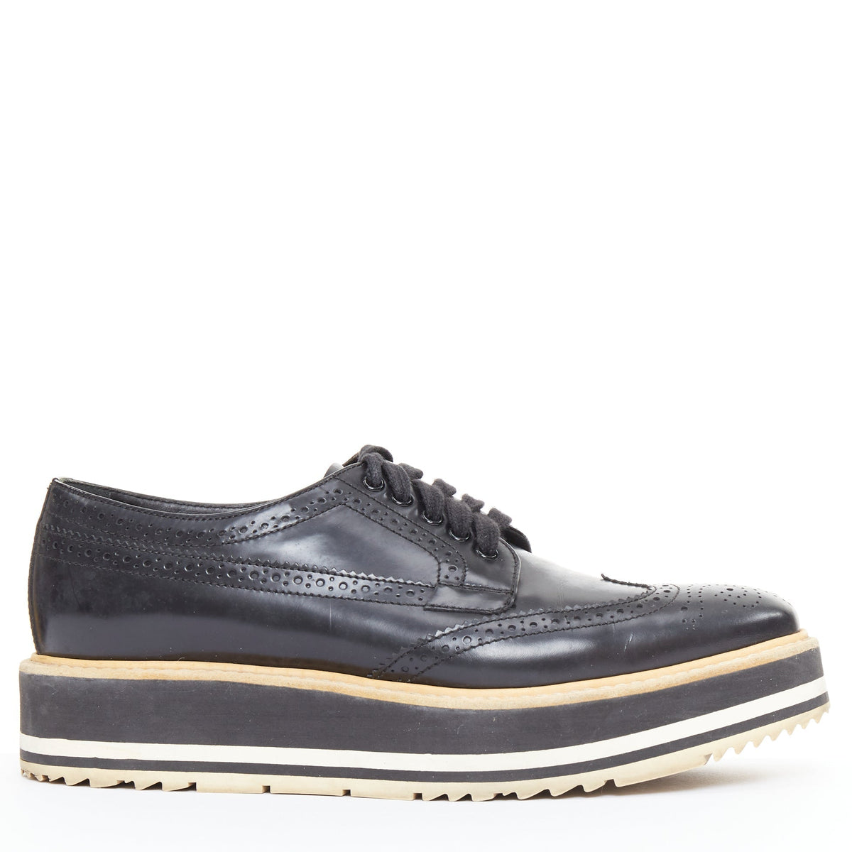 Women's Prada Wingtip Platform Brogue Oxfords