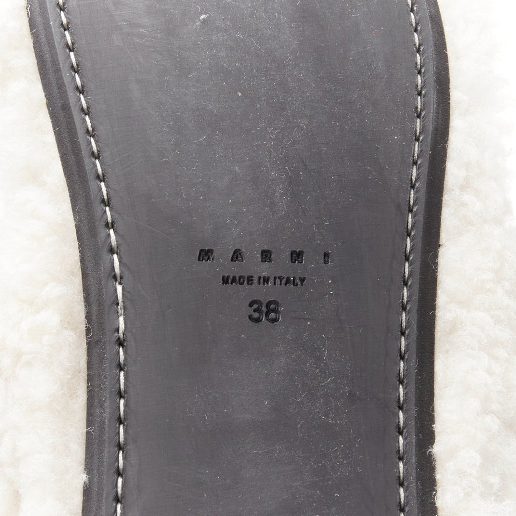 Women's Marni White Shearling Flat Sandals