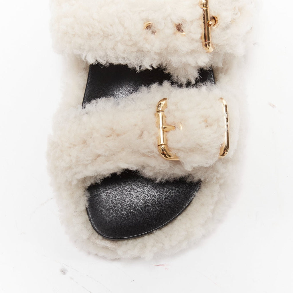Women's Marni White Shearling Flat Sandals
