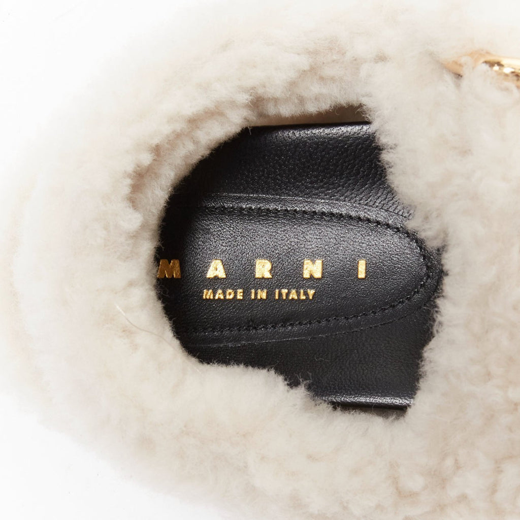 Women's Marni White Shearling Flat Sandals