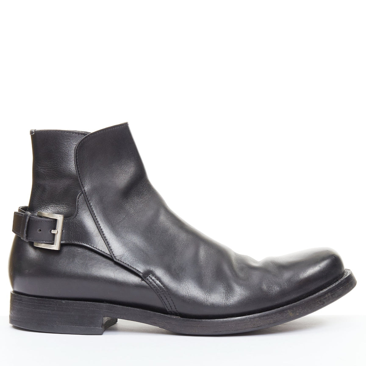 Men's Prada Leather Rear Buckle Ankle Boots