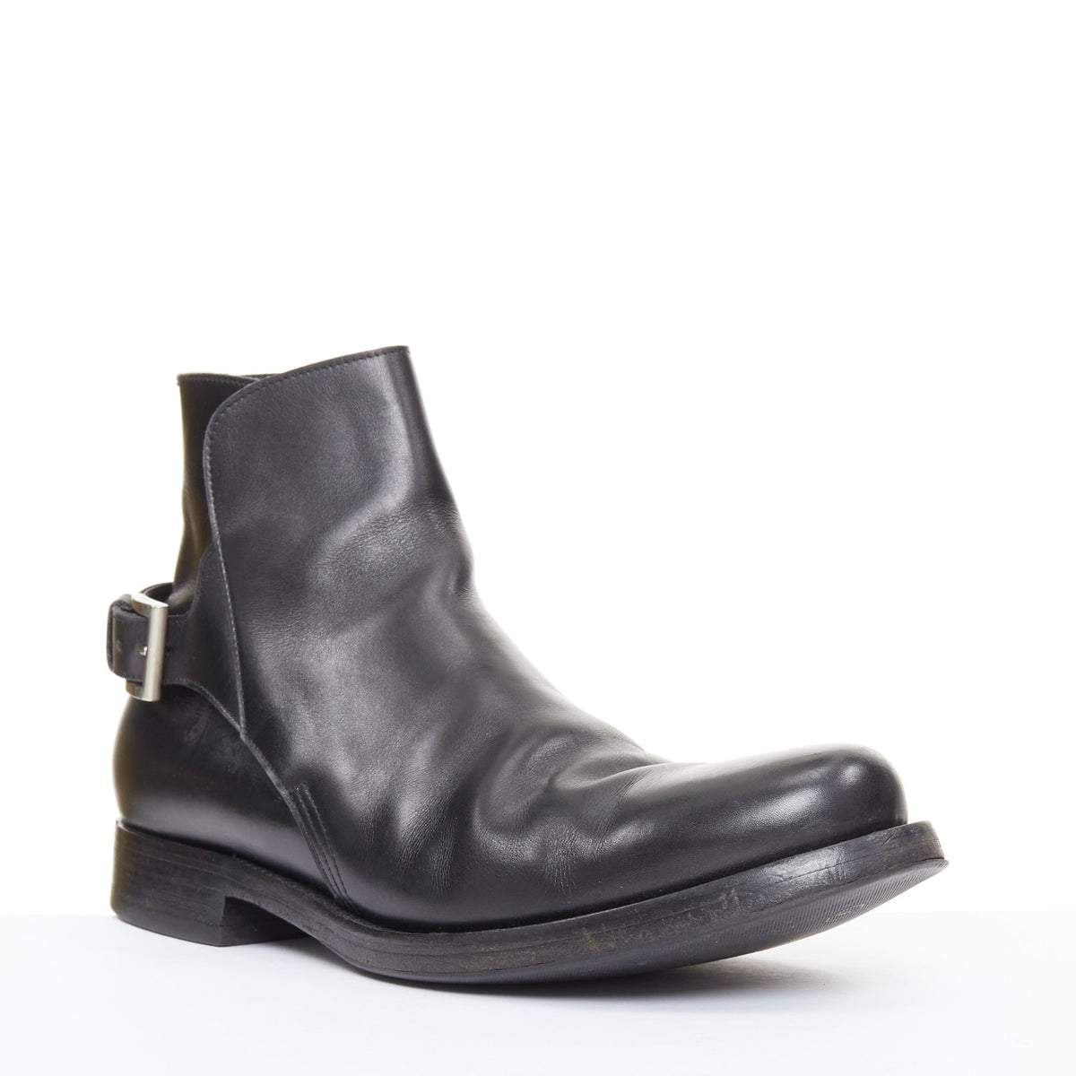 Men's Prada Leather Rear Buckle Ankle Boots