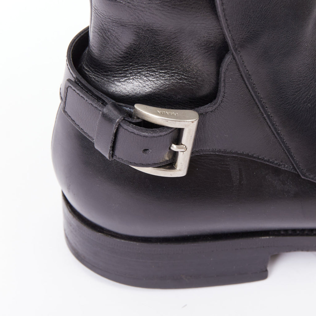 Men's Prada Leather Rear Buckle Ankle Boots