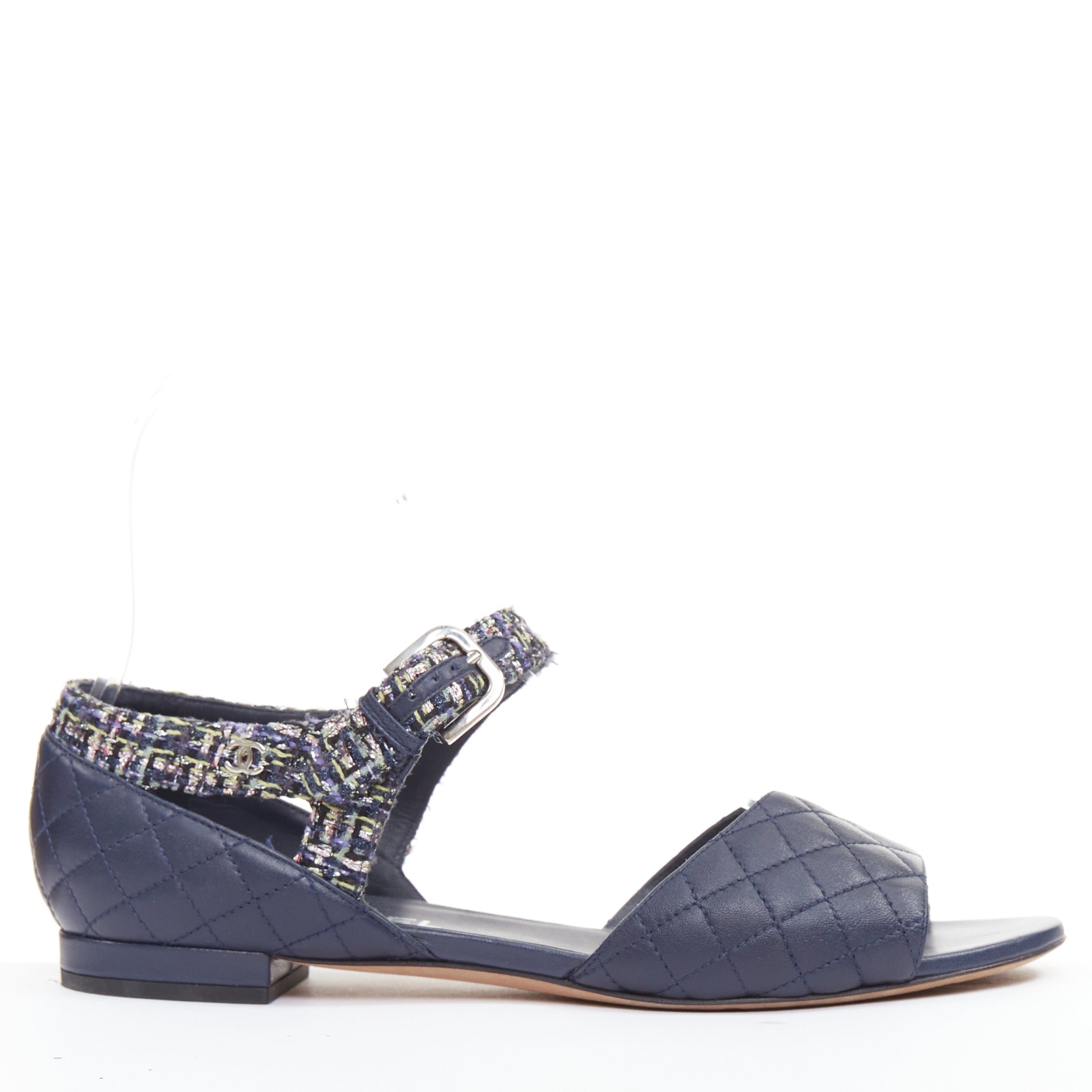 Women's Chanel Quilted Lambskin Tweed Sandals