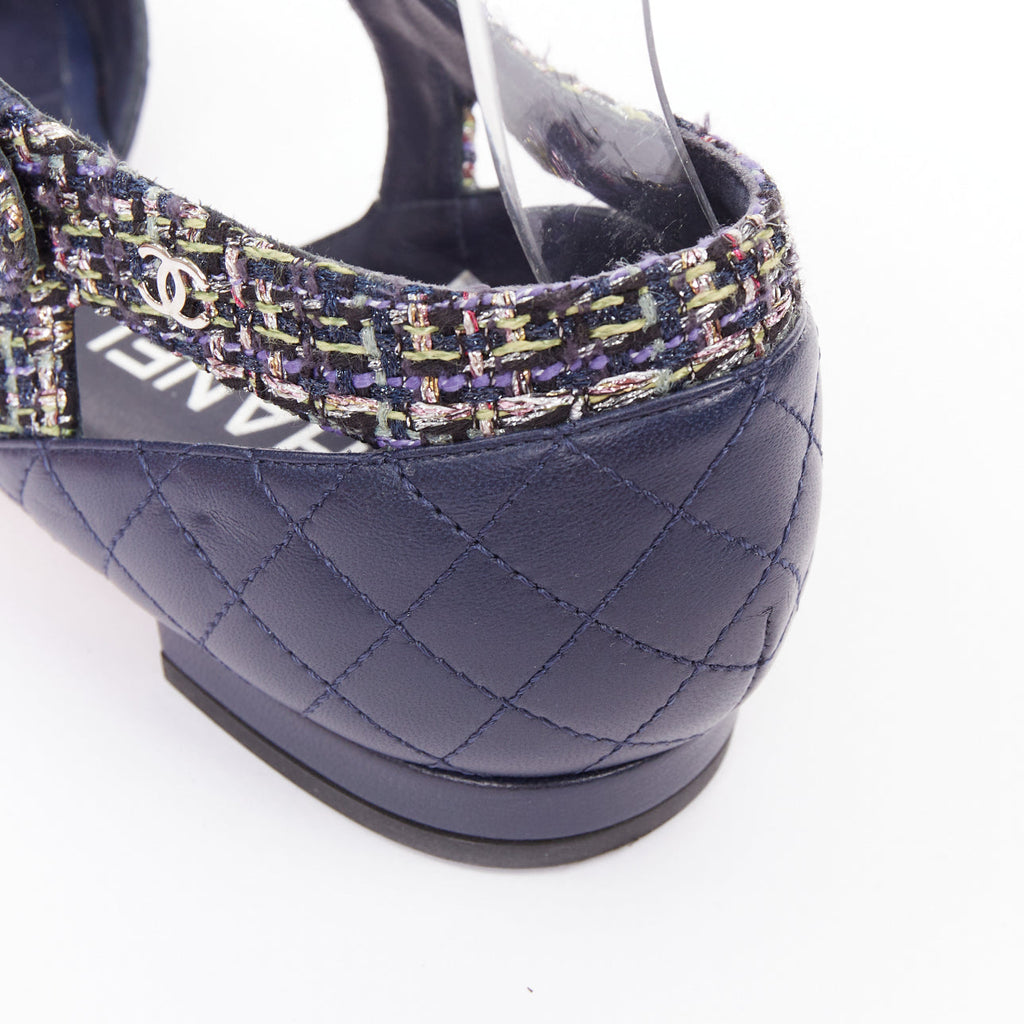 Women's Chanel Quilted Lambskin Tweed Sandals