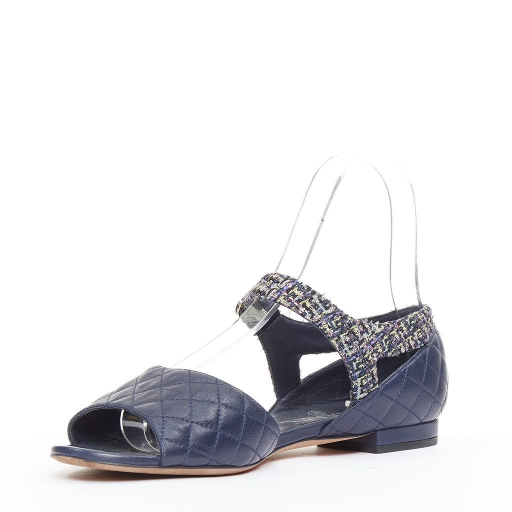 Women's Chanel Quilted Lambskin Tweed Sandals