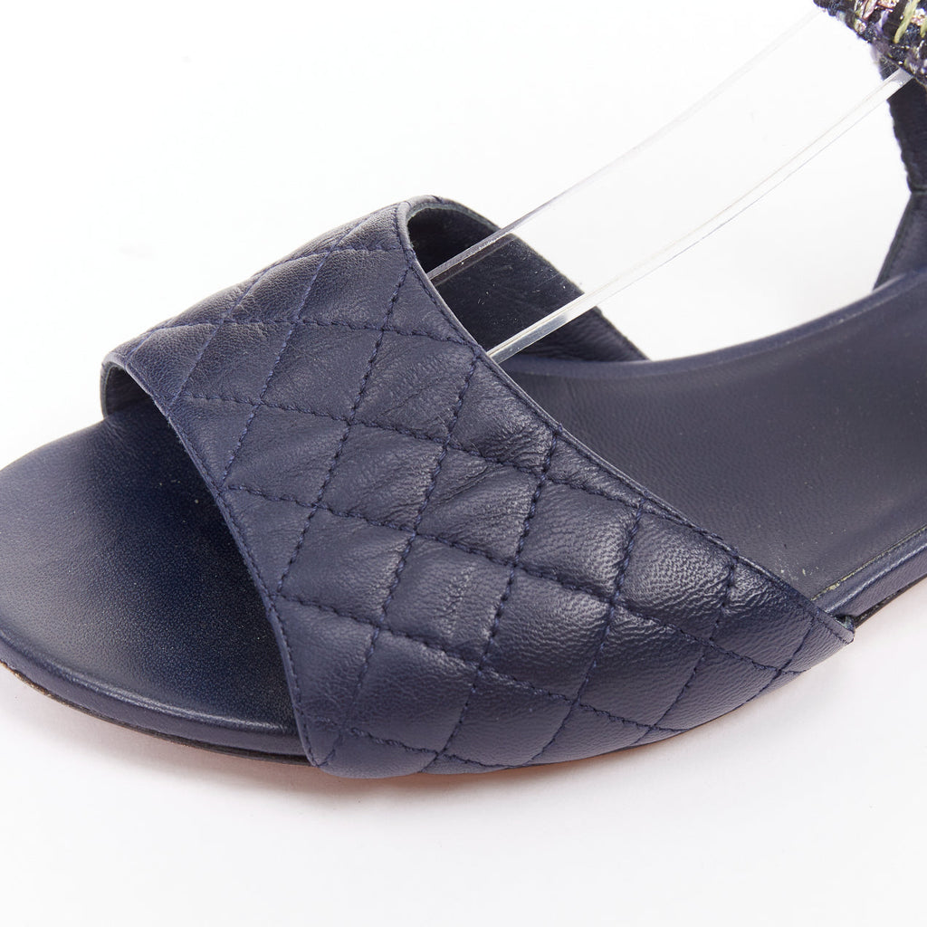 Women's Chanel Quilted Lambskin Tweed Sandals