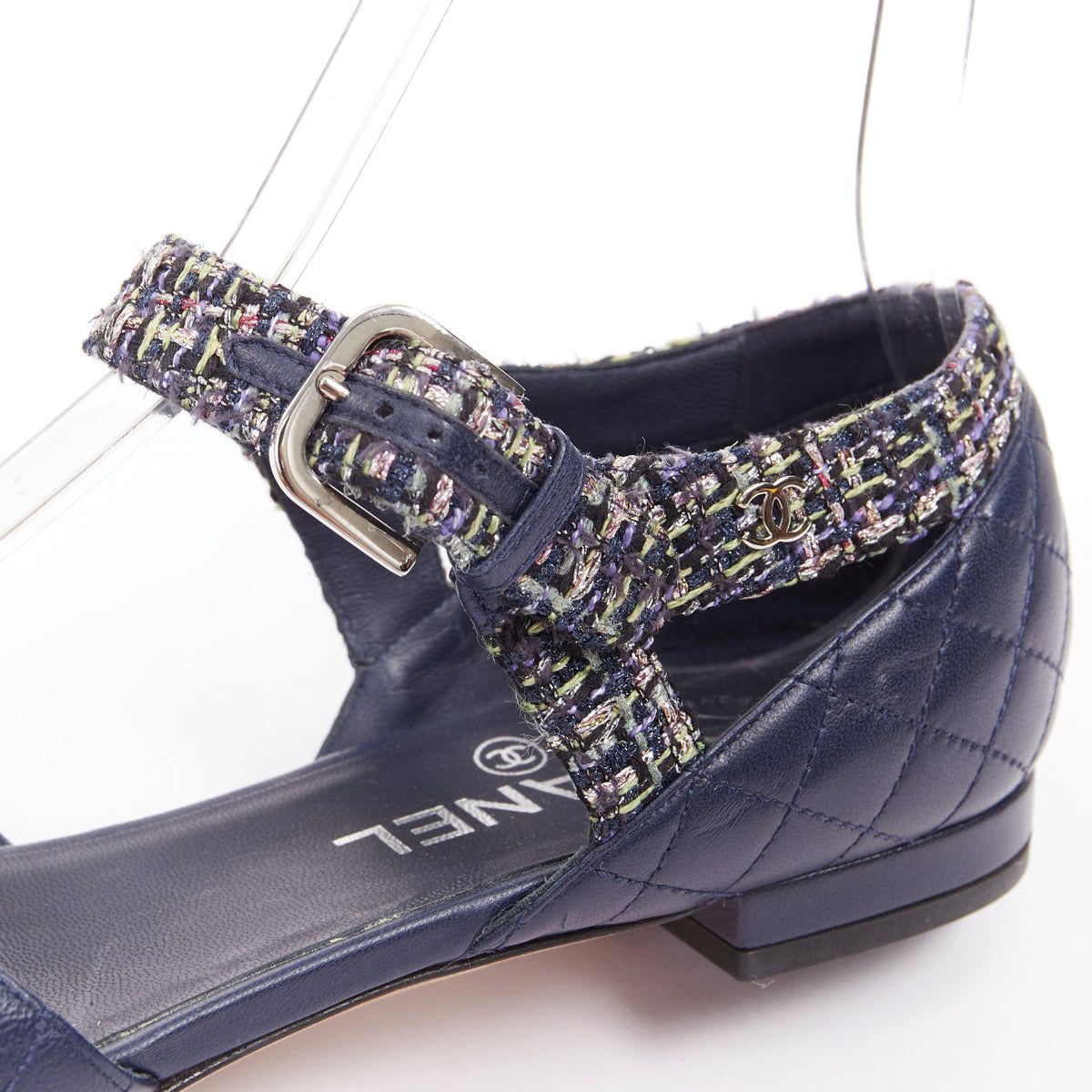 Women's Chanel Quilted Lambskin Tweed Sandals
