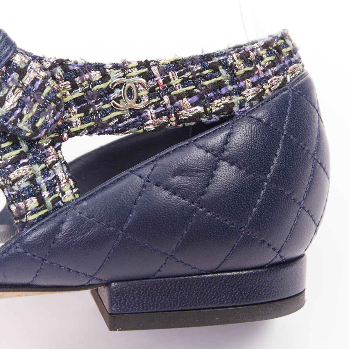 Women's Chanel Quilted Lambskin Tweed Sandals