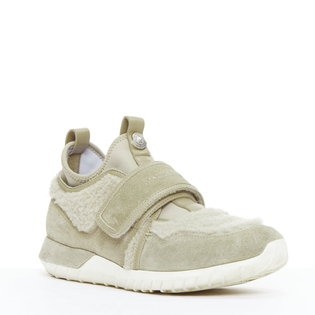 Women's Moncler Suede Shearling Logo Sneakers