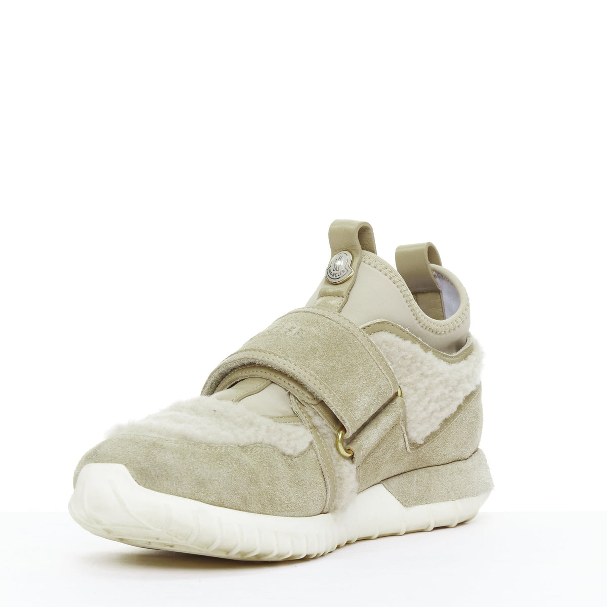 Women's Moncler Suede Shearling Logo Sneakers