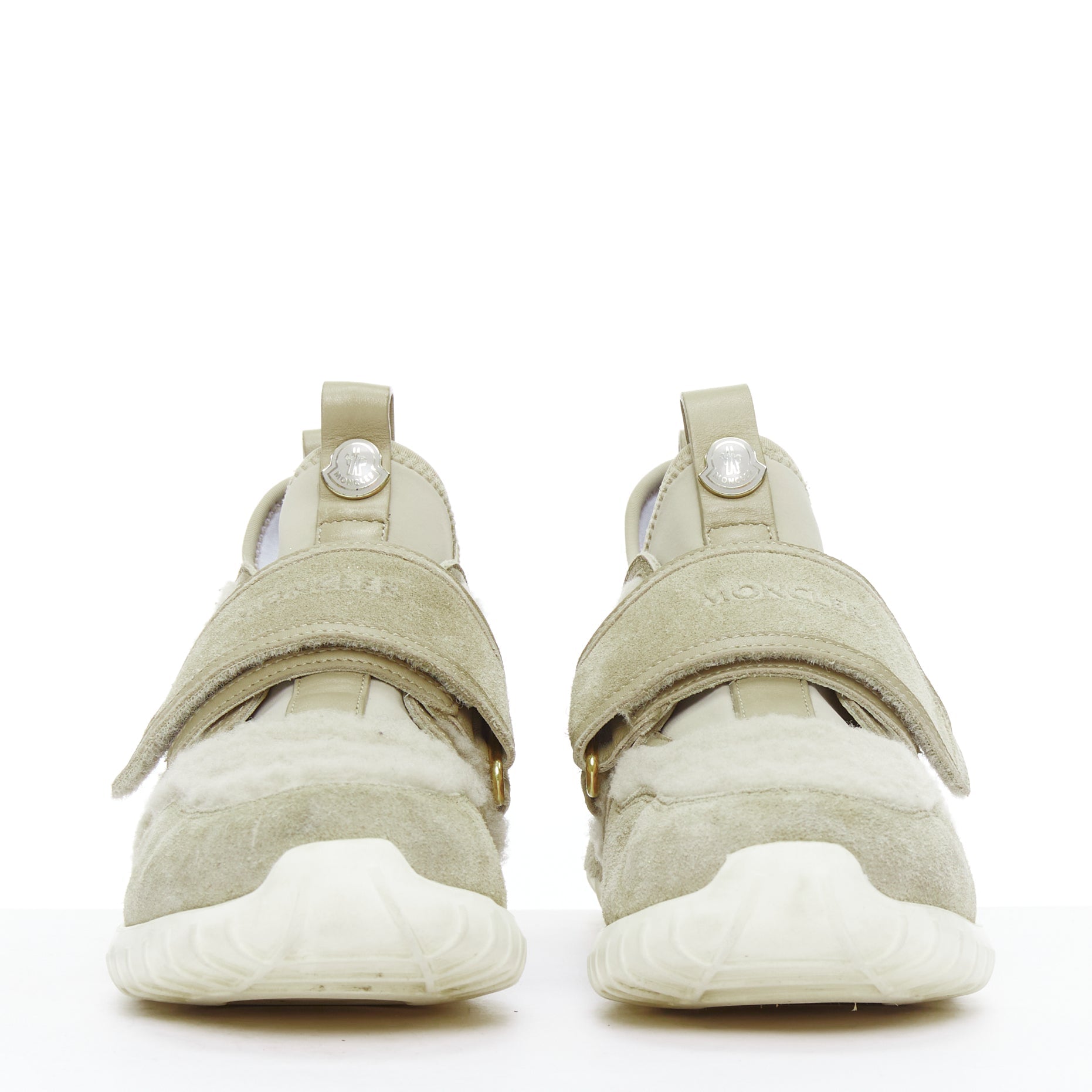 Women's Moncler Suede Shearling Logo Sneakers