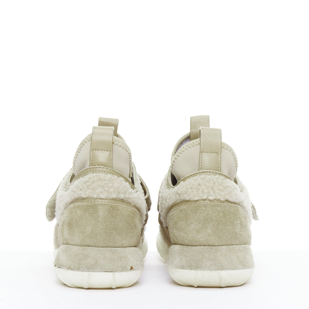 Women's Moncler Suede Shearling Logo Sneakers