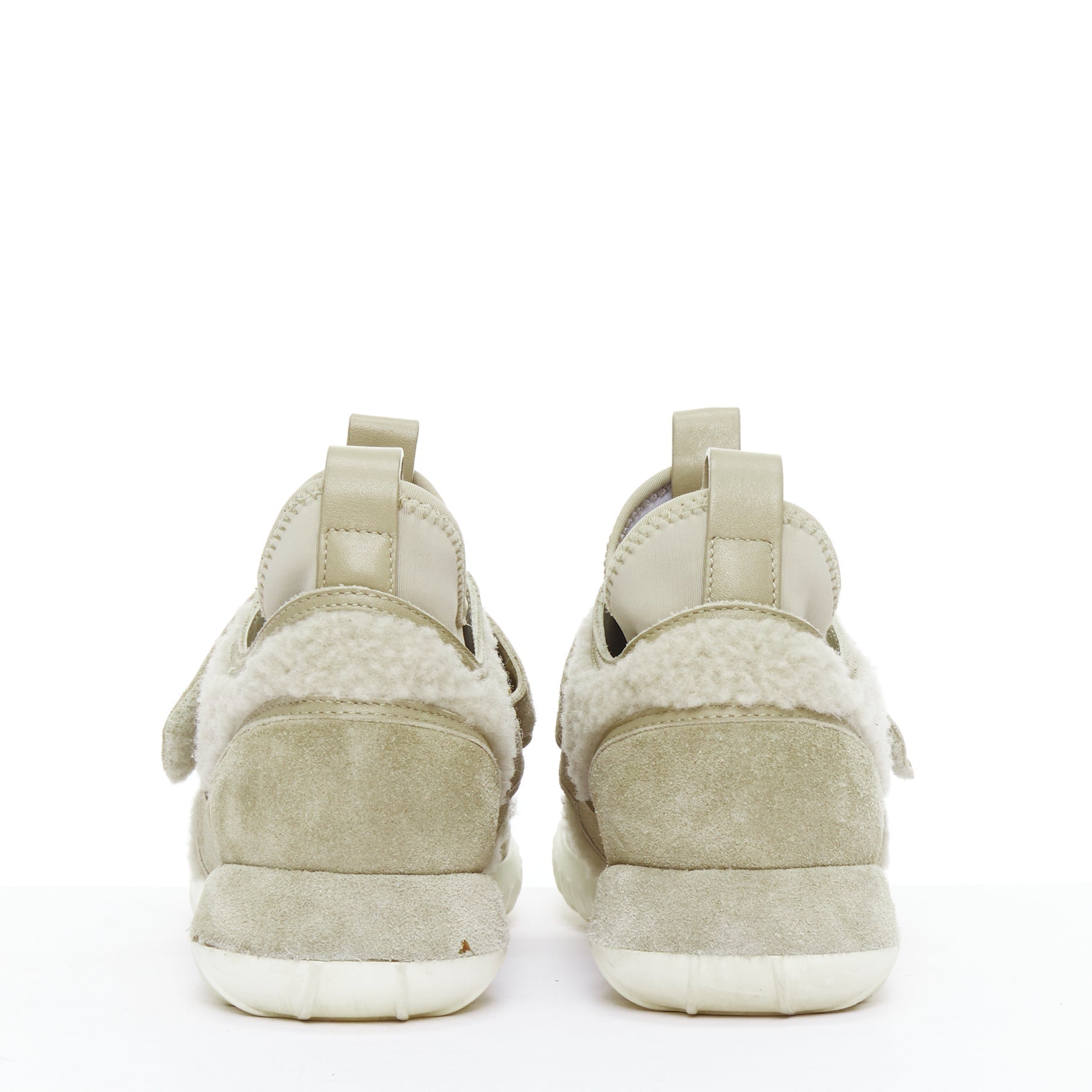 Women's Moncler Suede Shearling Logo Sneakers