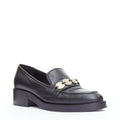 Women's Chanel Leather Gold Logo Loafers