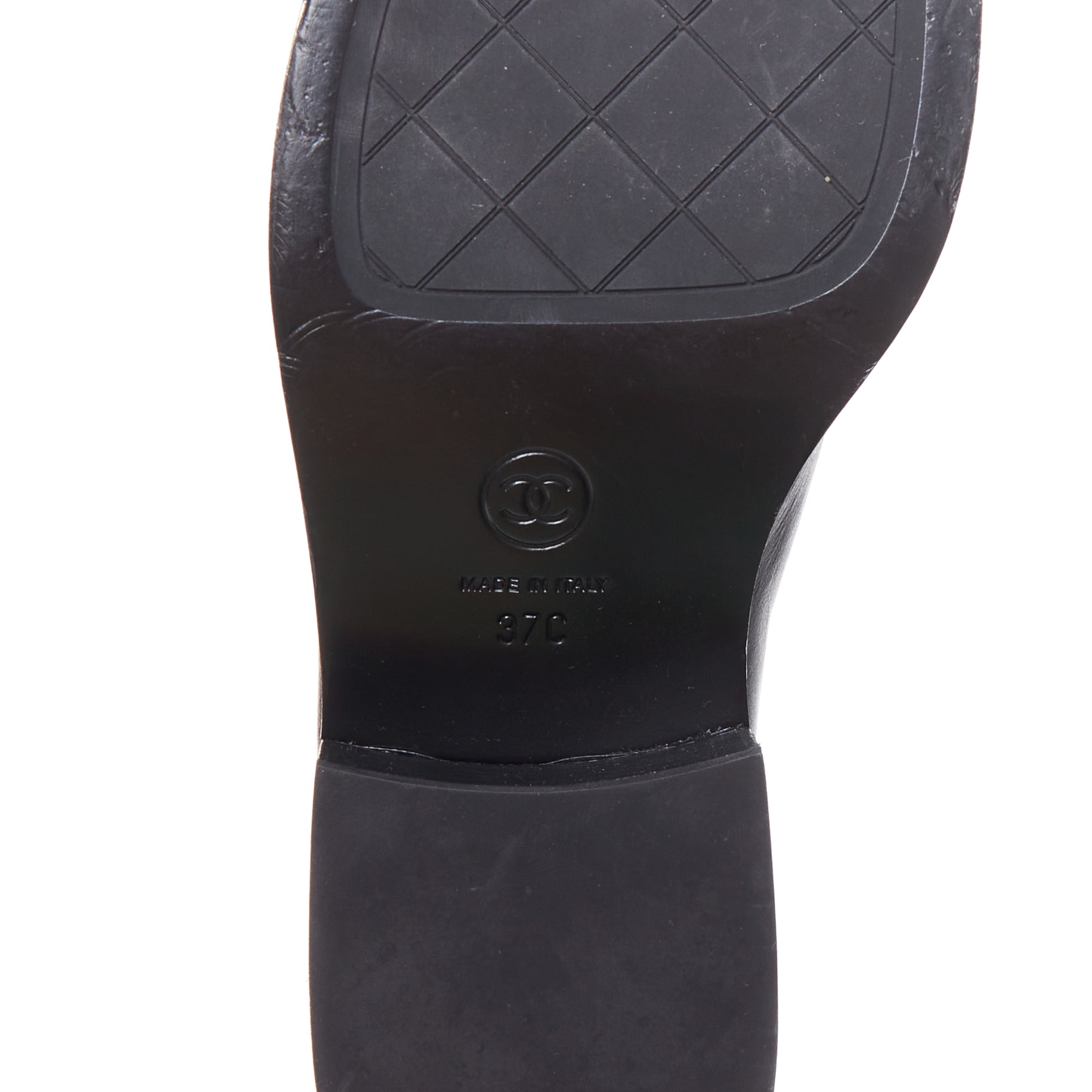 Women's Chanel Leather Gold Logo Loafers
