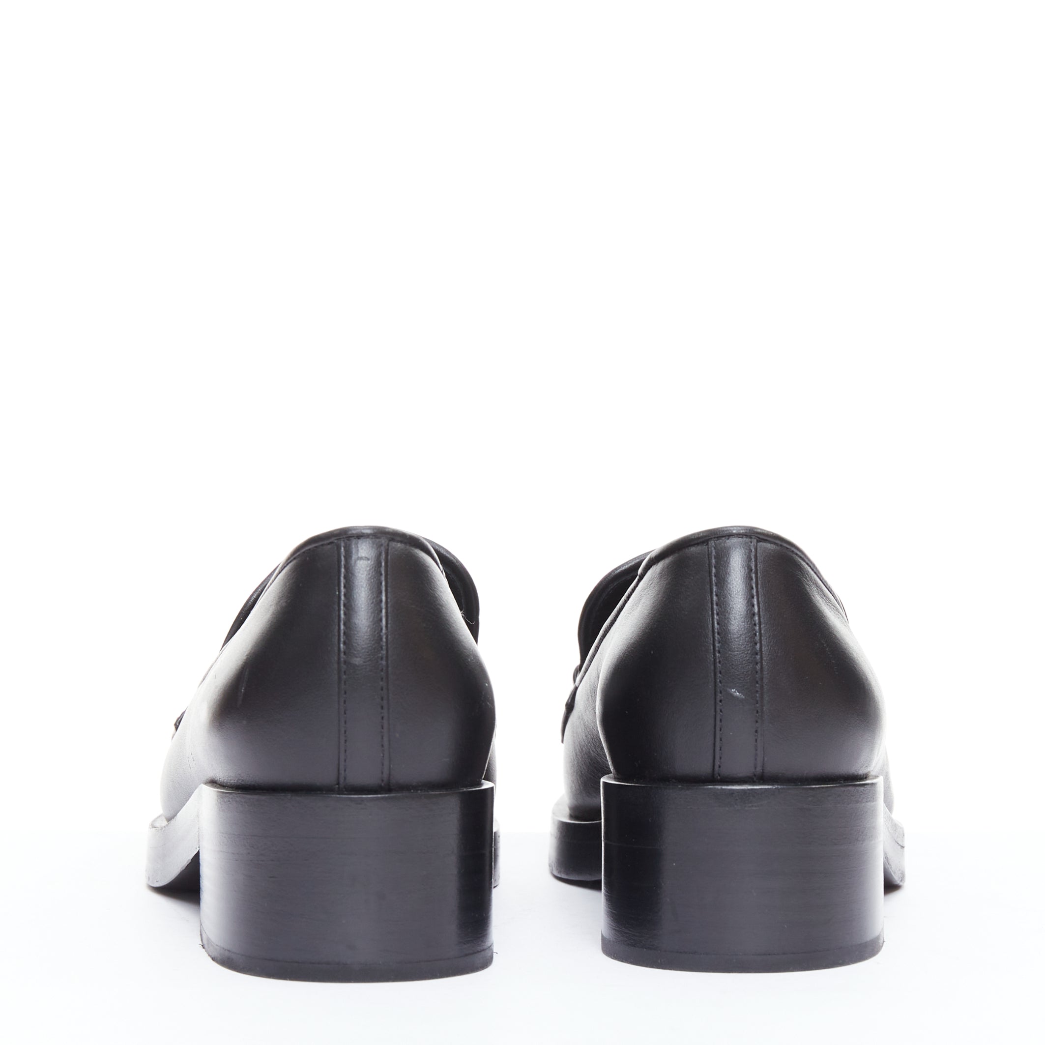 Women's Chanel Leather Gold Logo Loafers