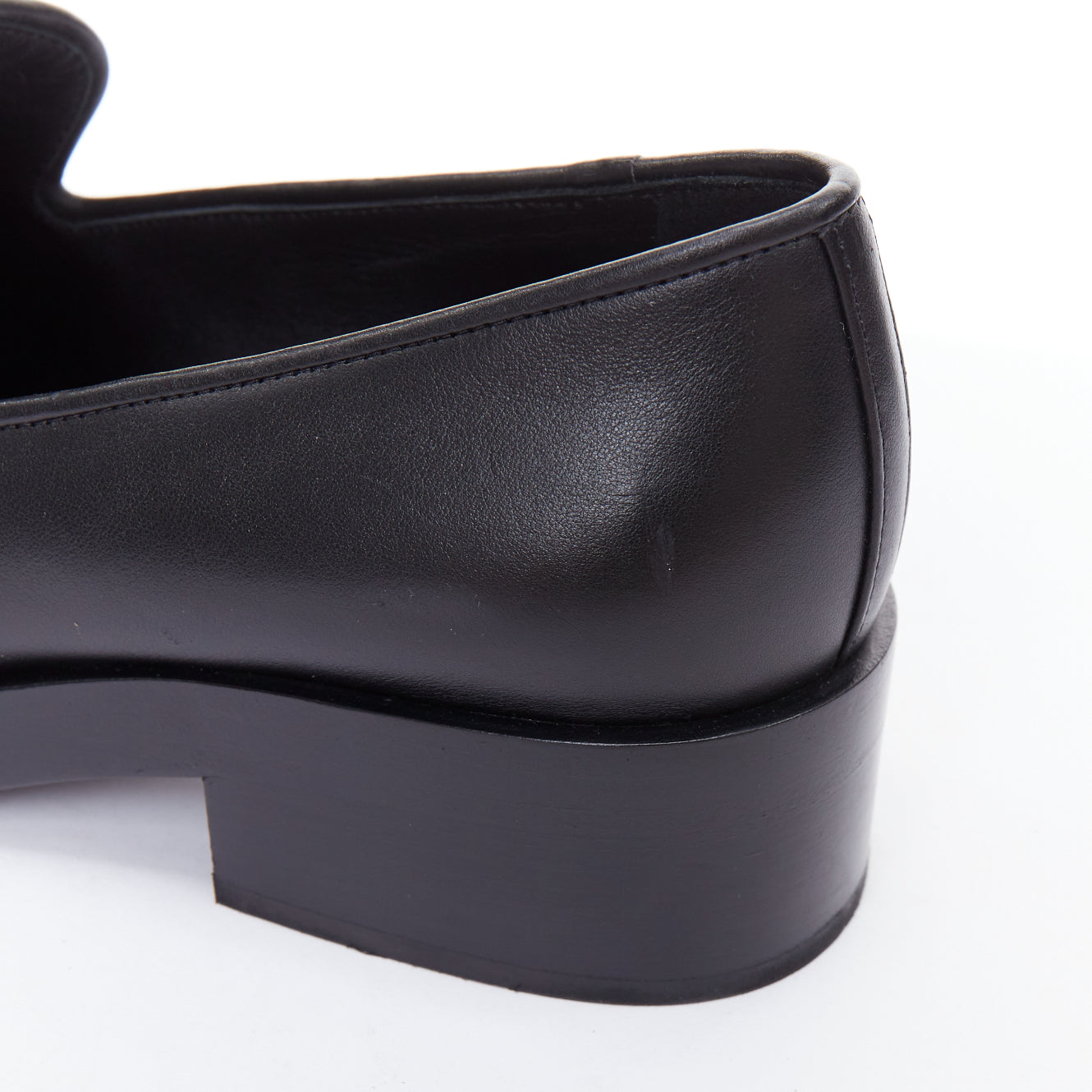 Women's Chanel Leather Gold Logo Loafers
