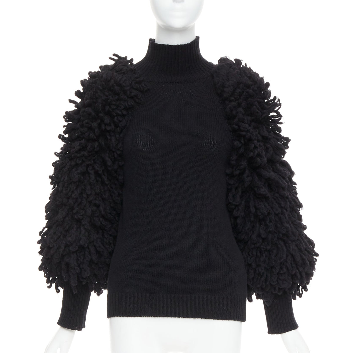 Men's Valentino 2024 Boucle Yarn Sleeves Turtleneck