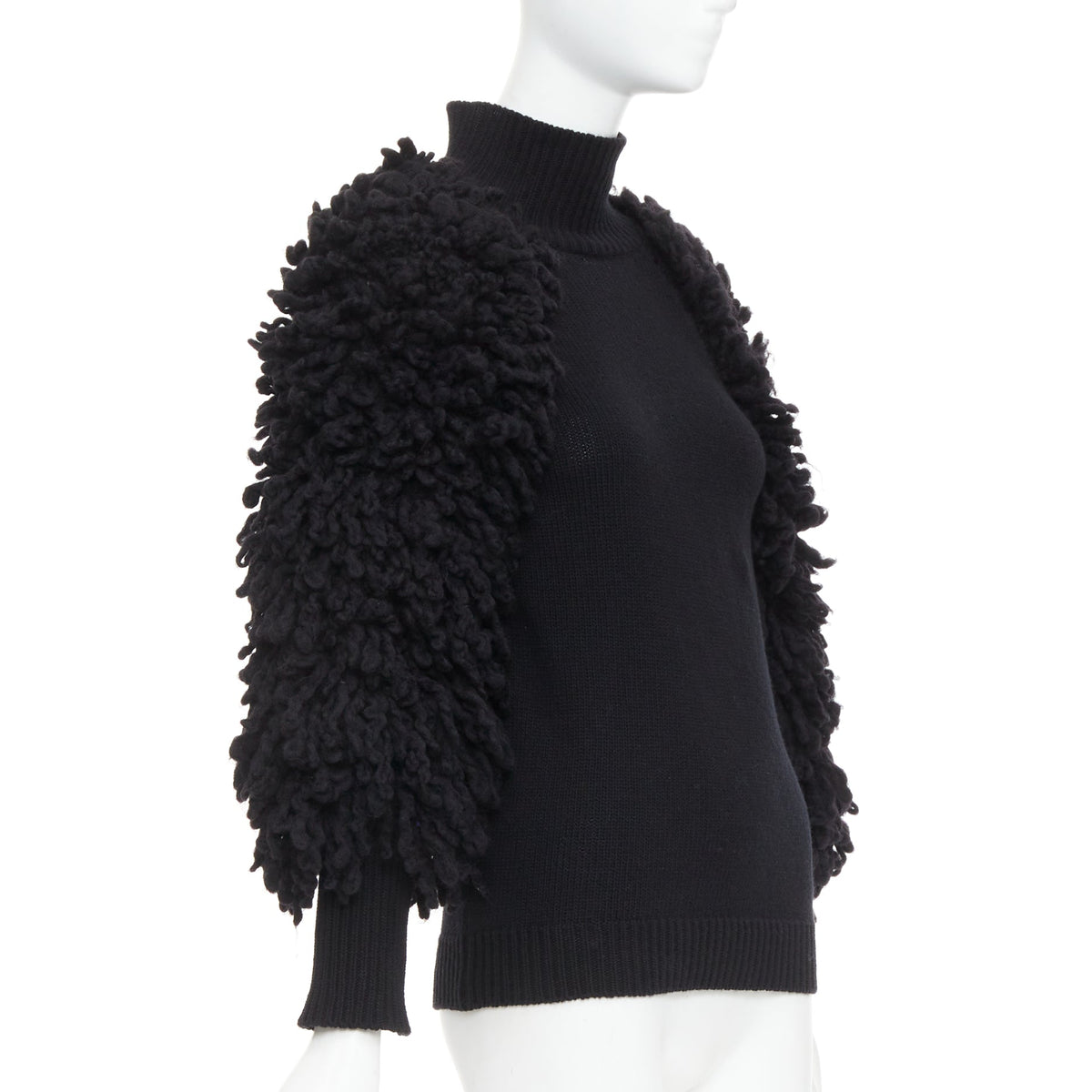 Men's Valentino 2024 Boucle Yarn Sleeves Turtleneck