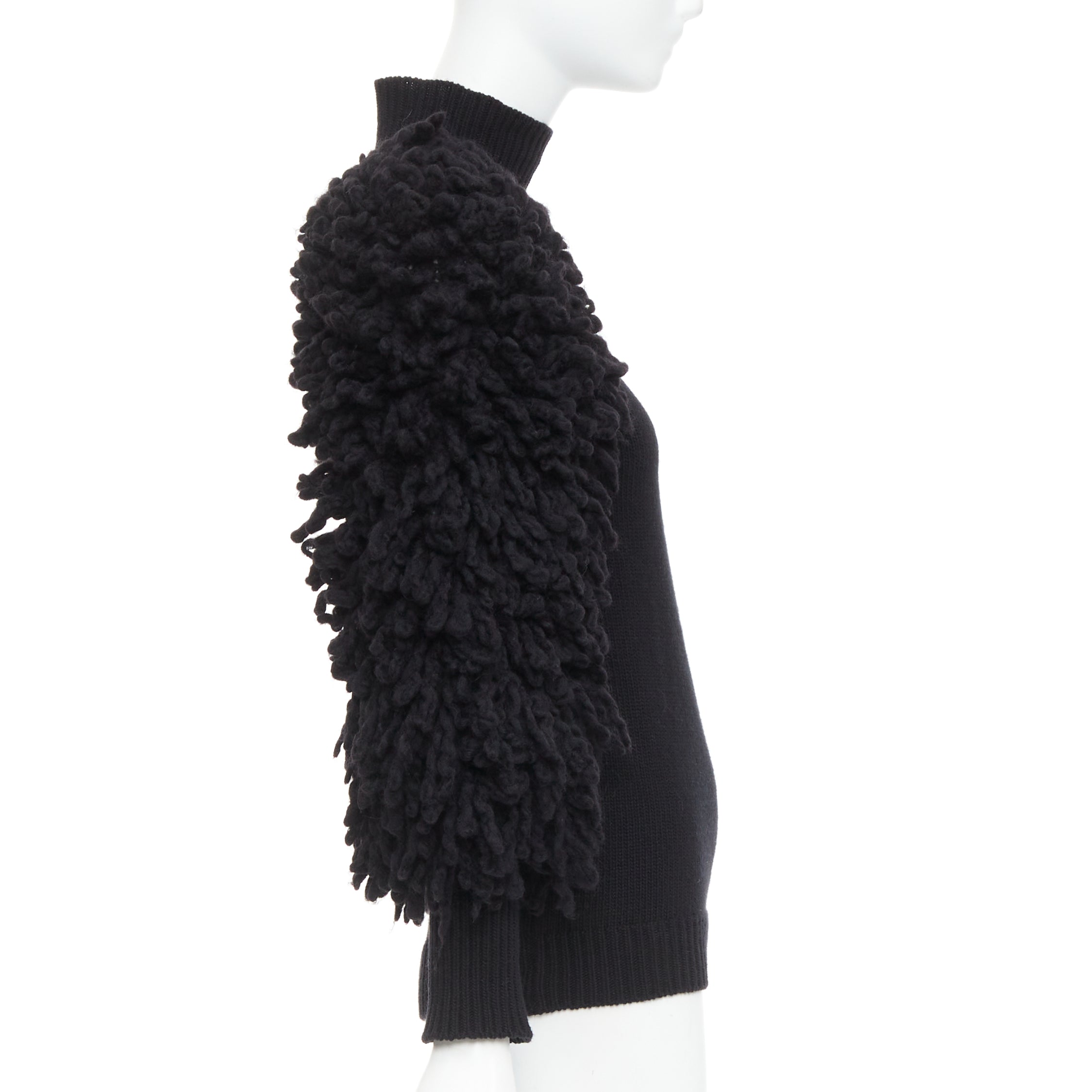 Men's Valentino 2024 Boucle Yarn Sleeves Turtleneck