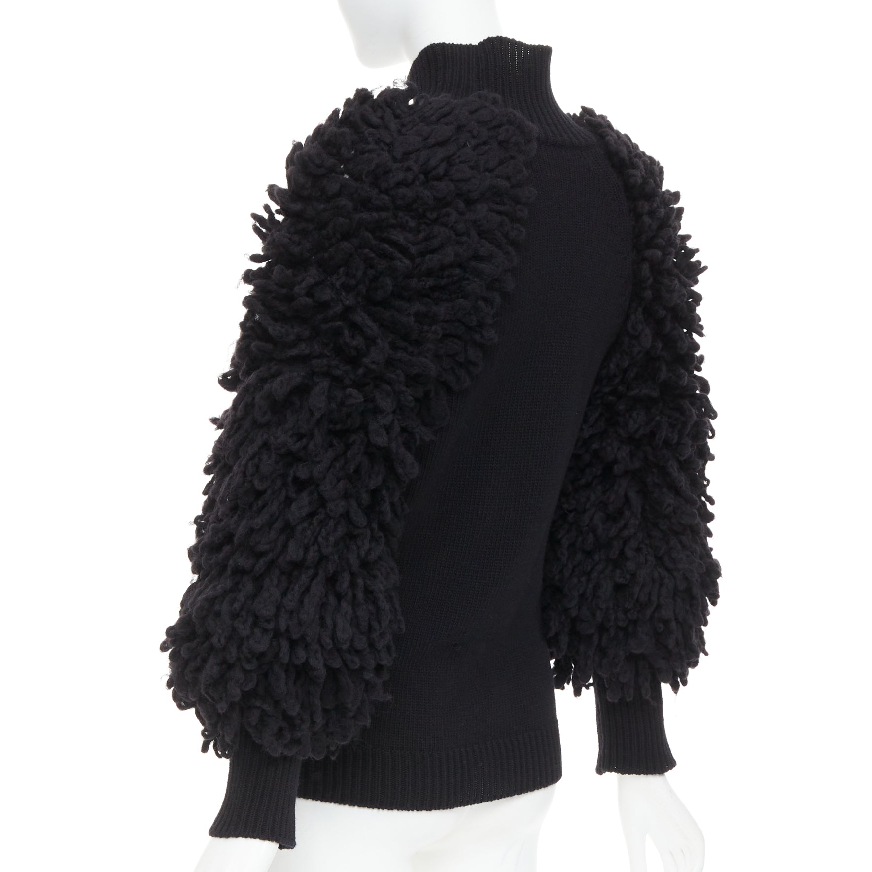 Men's Valentino 2024 Boucle Yarn Sleeves Turtleneck