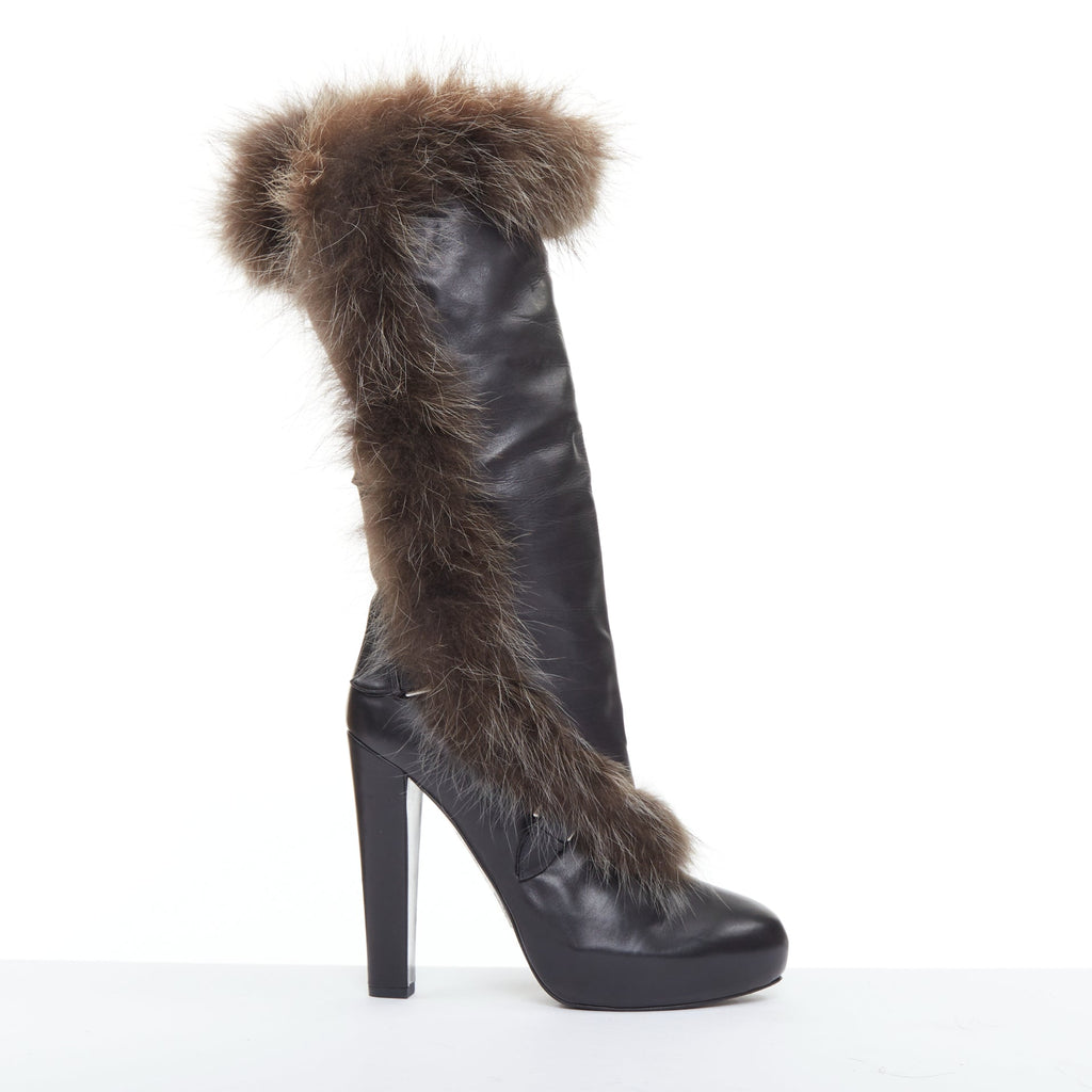 Women's Hermes Leather Fur Lined Boots