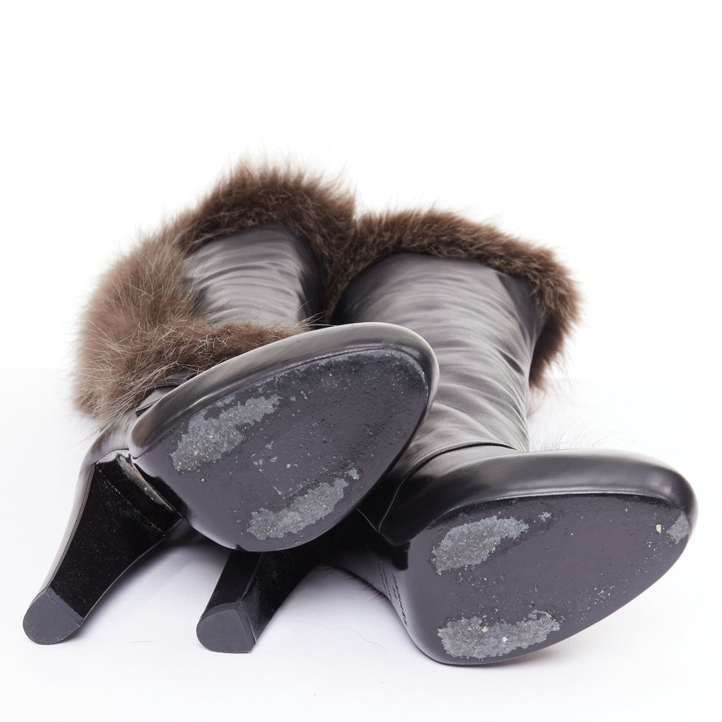 Women's Hermes Leather Fur Lined Boots