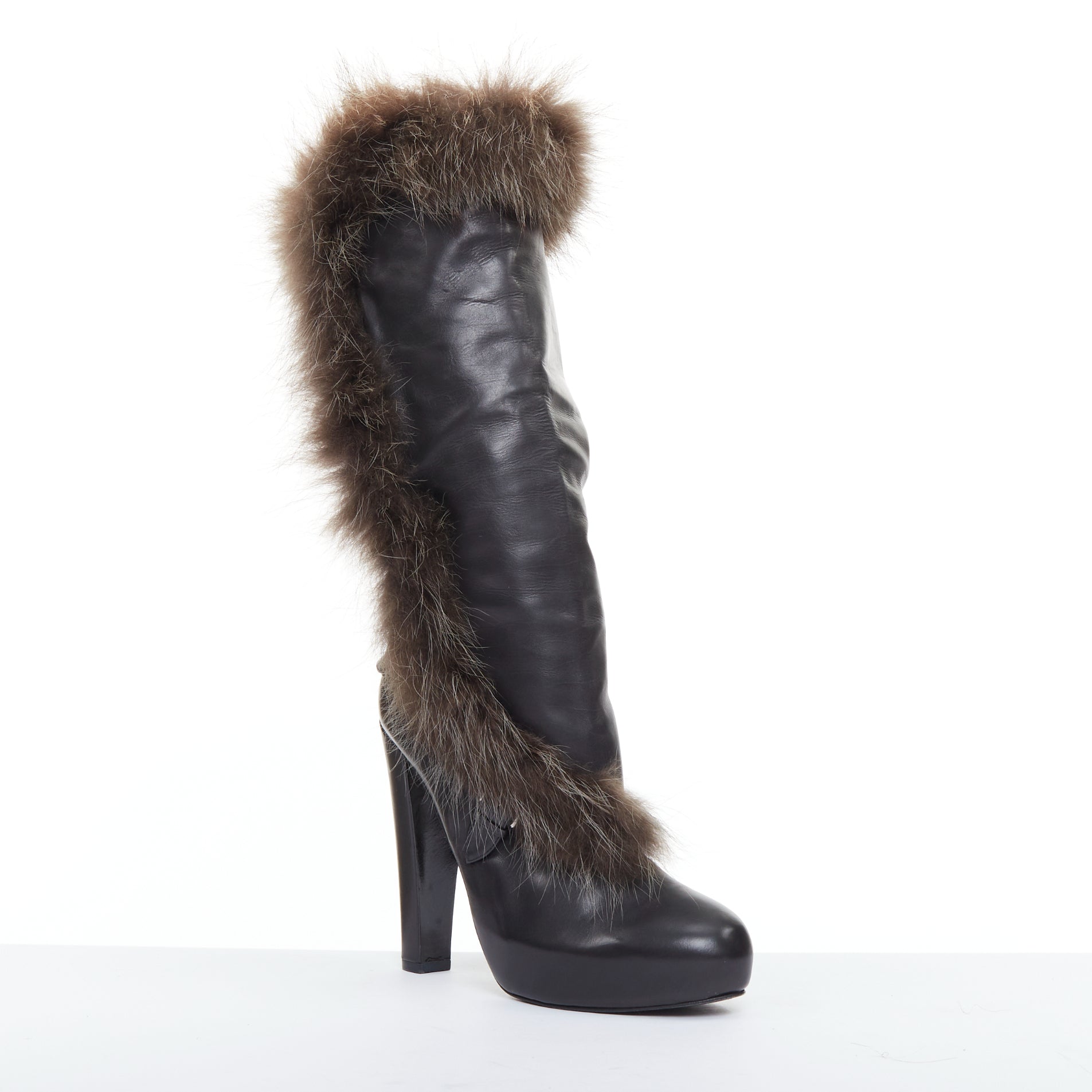Women's Hermes Leather Fur Lined Boots