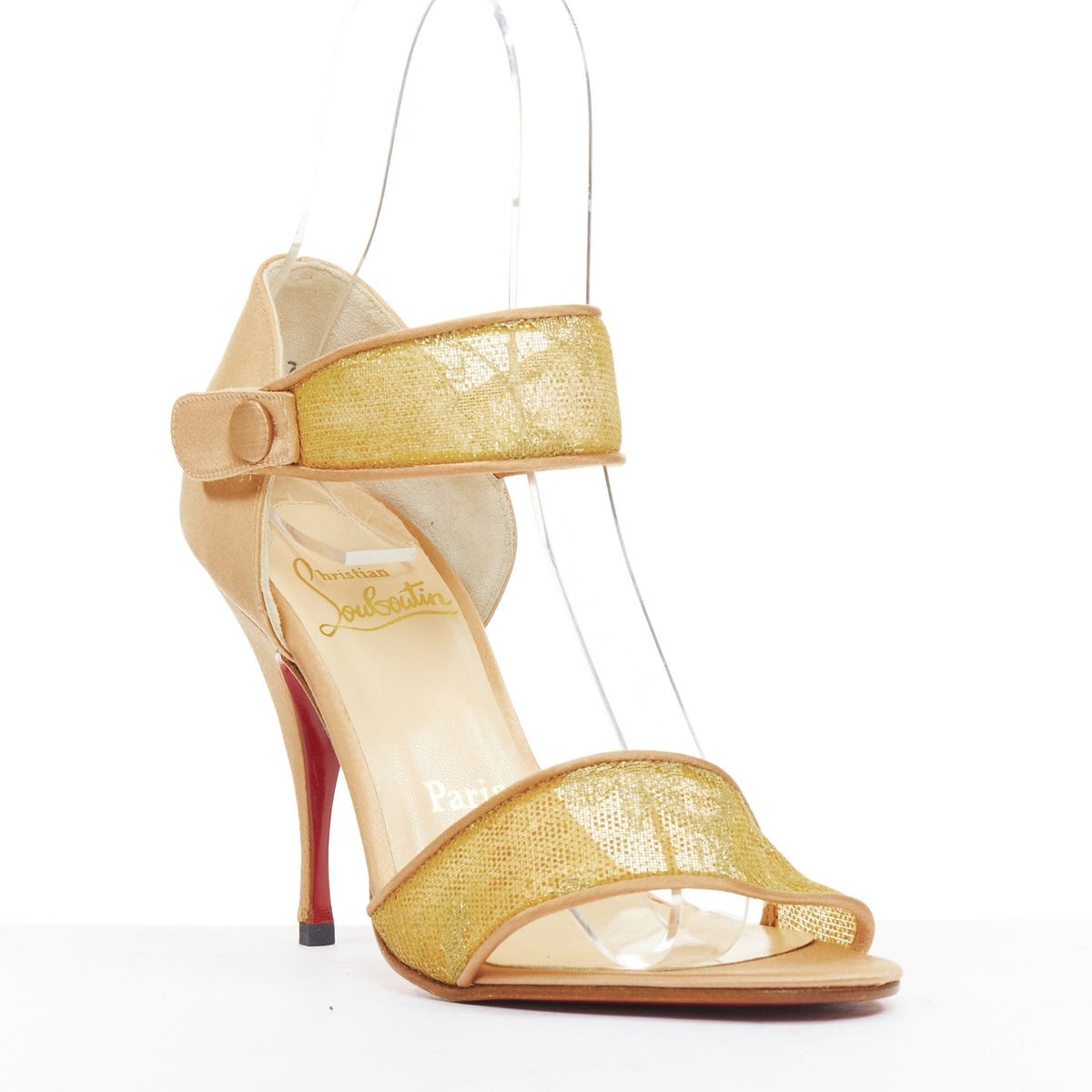 Women's Christian Louboutin 201 gold Lace Sandals