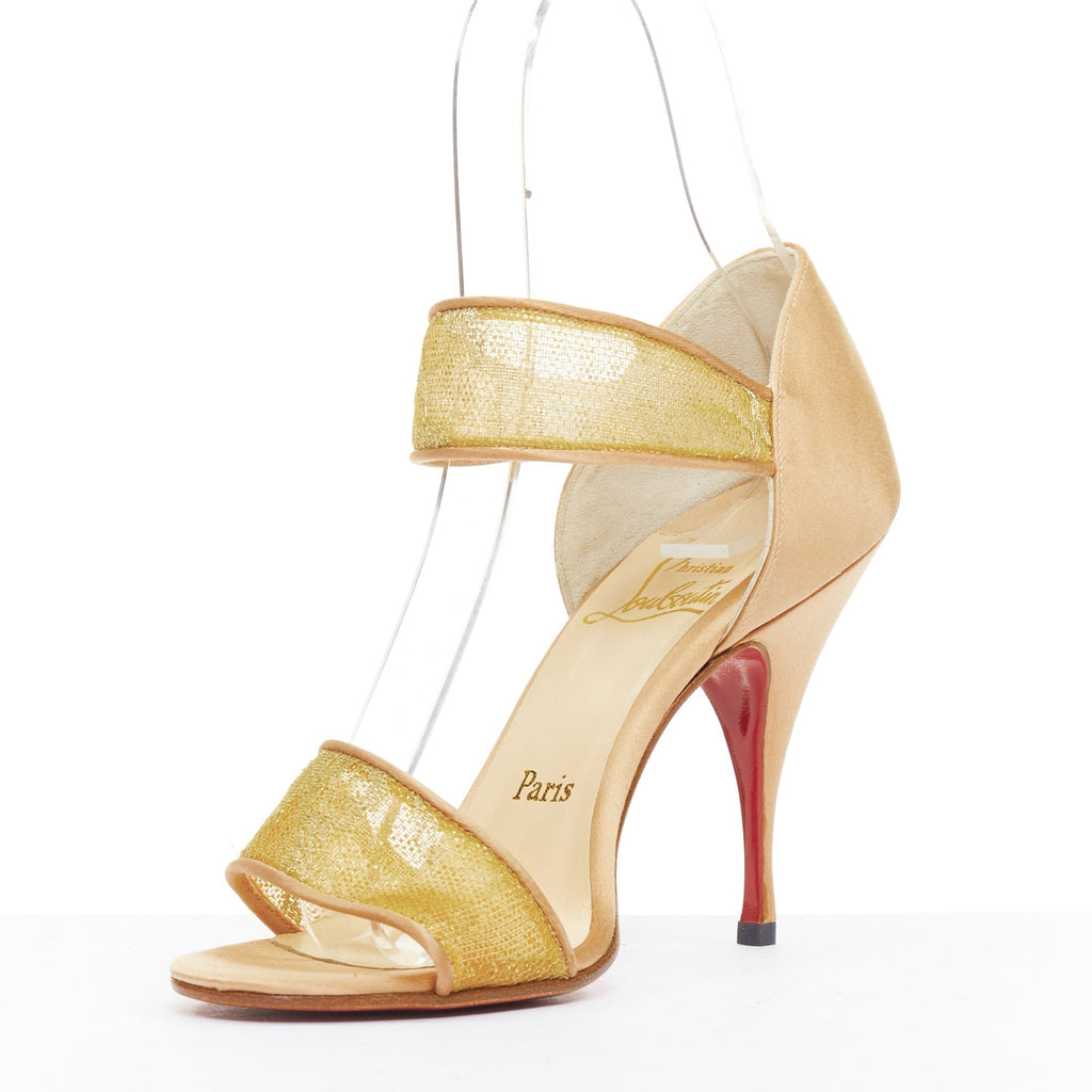 Women's Christian Louboutin 201 gold Lace Sandals