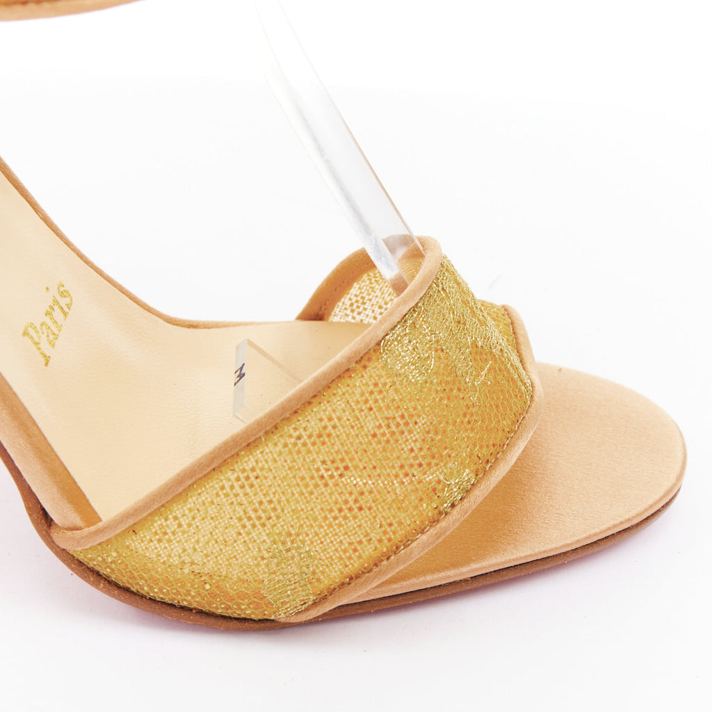 Women's Christian Louboutin 201 gold Lace Sandals