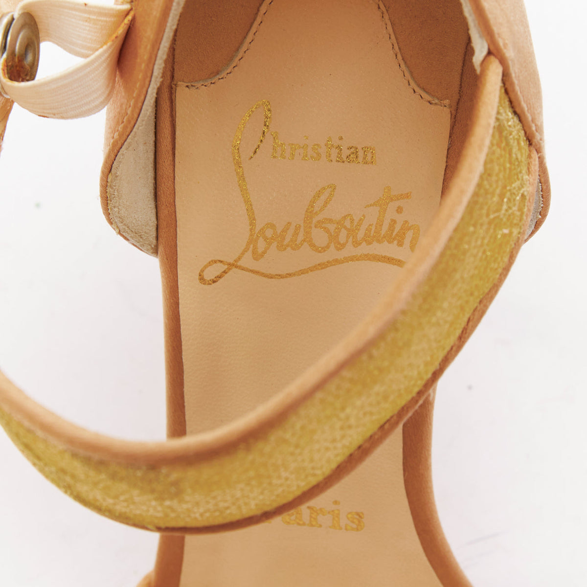 Women's Christian Louboutin 201 gold Lace Sandals