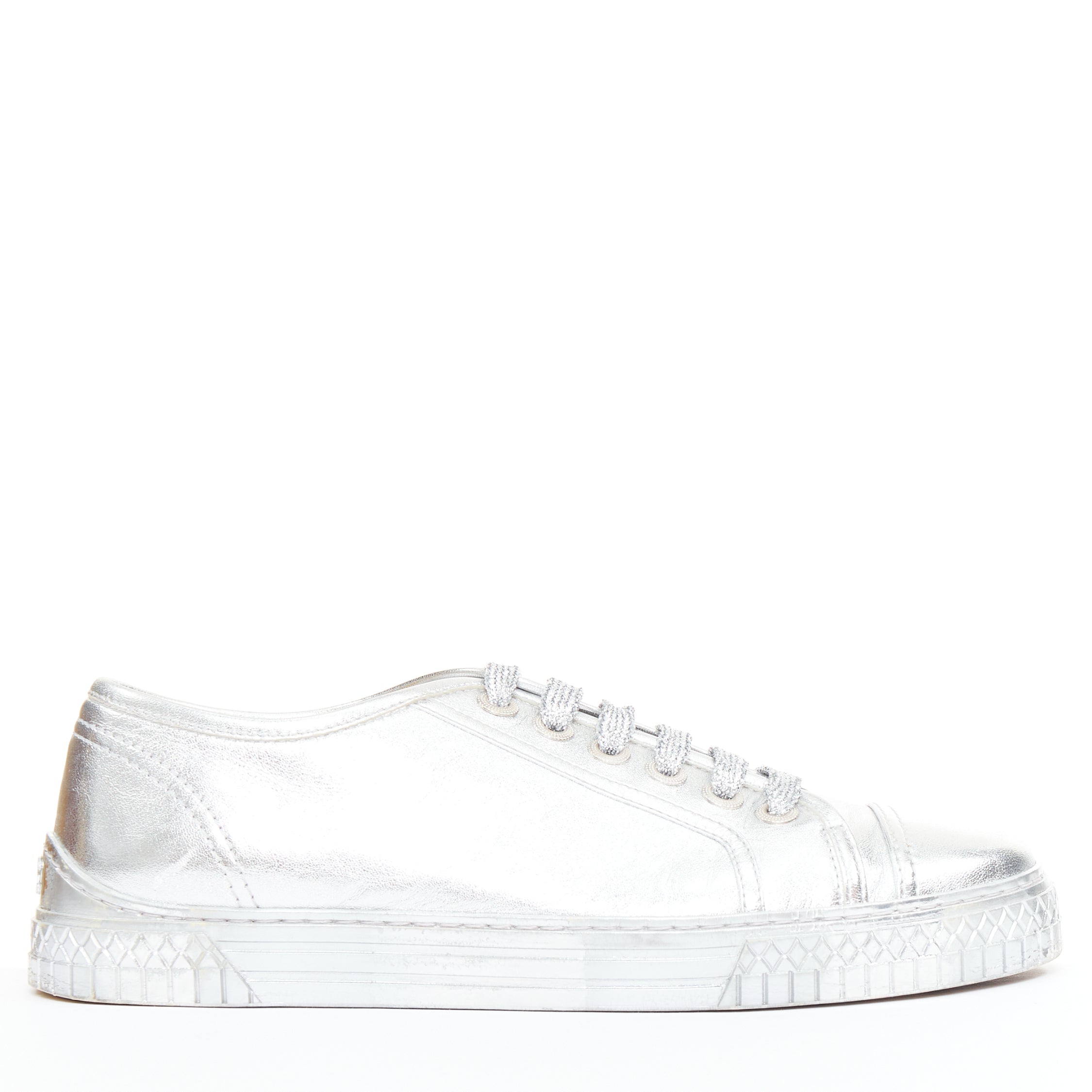 Women's Chanel Leather Glitter Sneakers