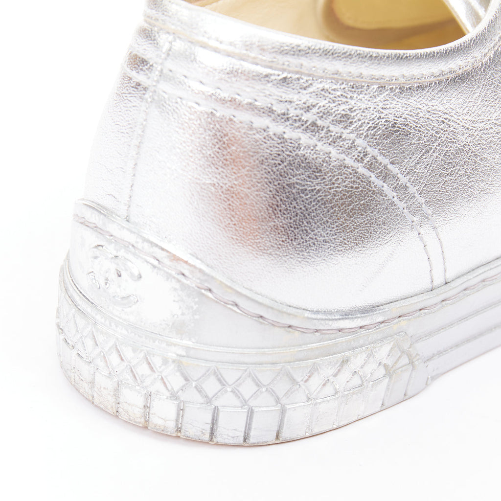 Women's Chanel Leather Glitter Sneakers
