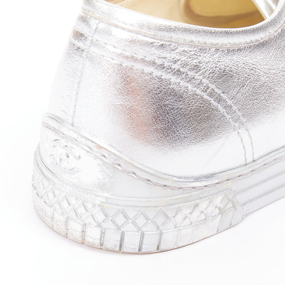 Women's Chanel Leather Glitter Sneakers