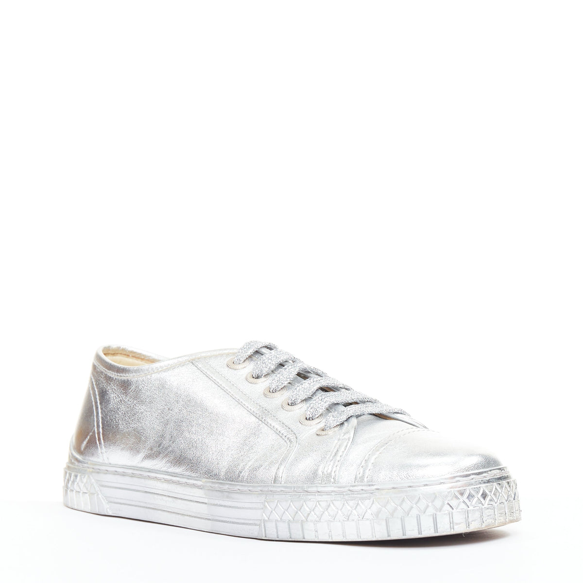 Women's Chanel Leather Glitter Sneakers