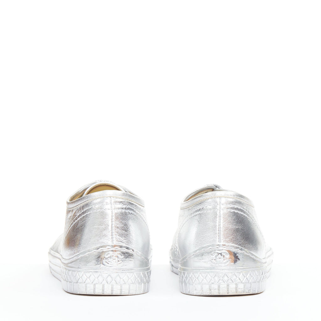 Women's Chanel Leather Glitter Sneakers