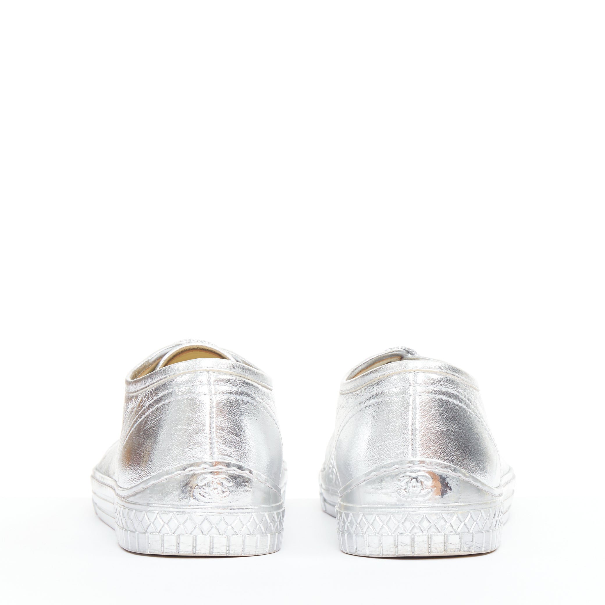 Women's Chanel Leather Glitter Sneakers