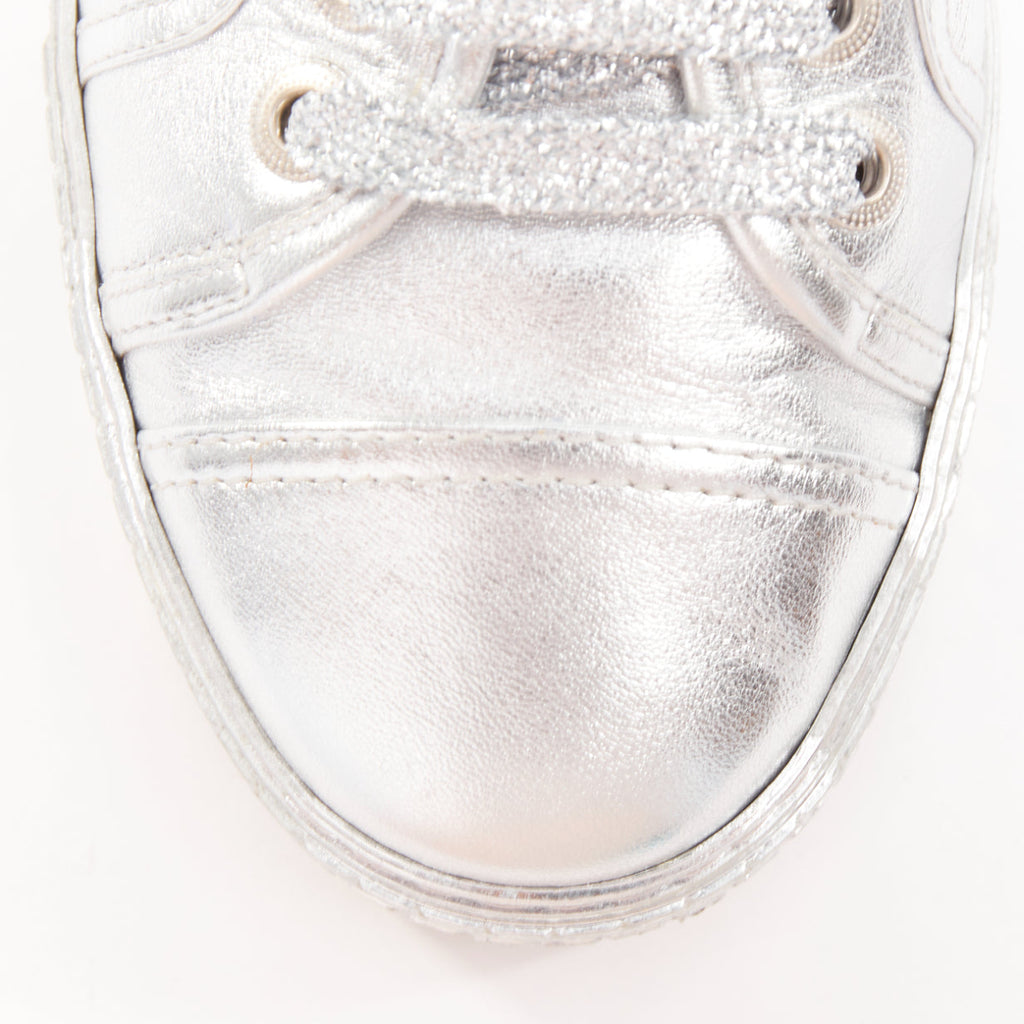 Women's Chanel Leather Glitter Sneakers
