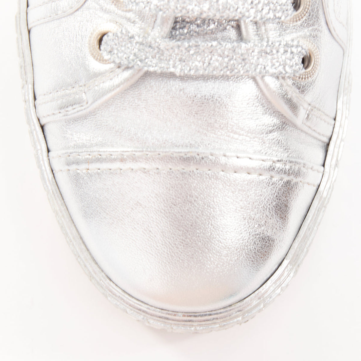Women's Chanel Leather Glitter Sneakers