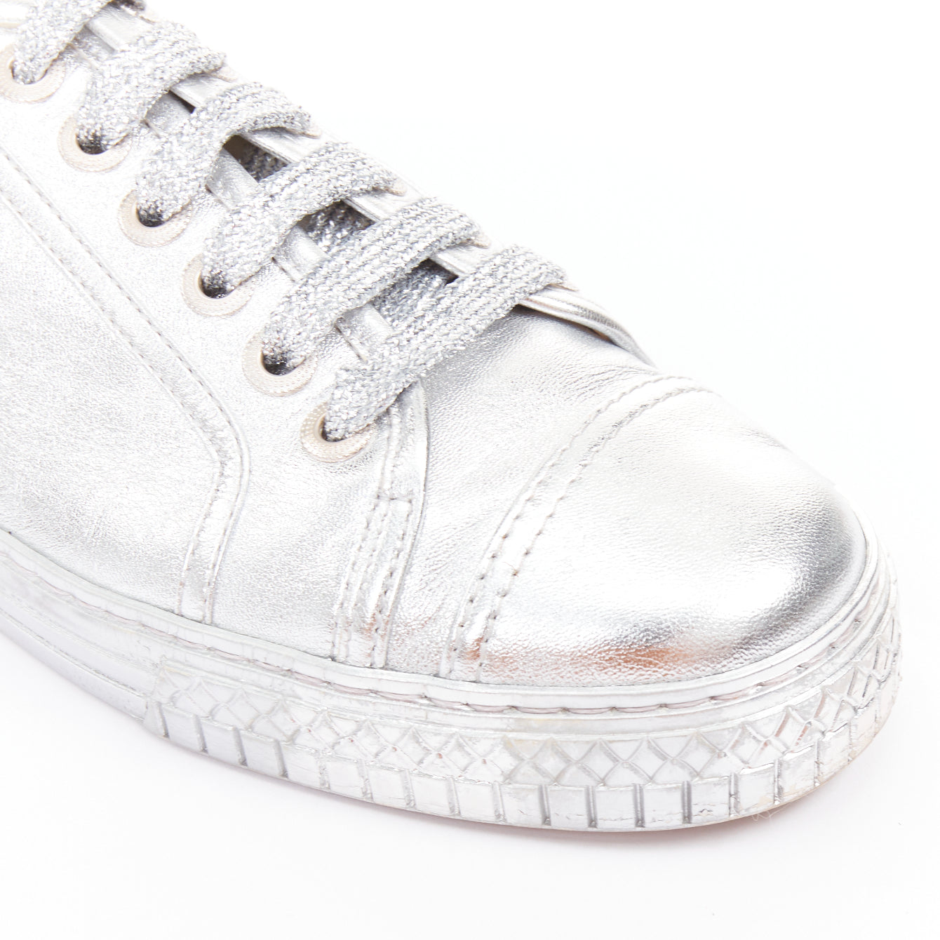 Women's Chanel Leather Glitter Sneakers