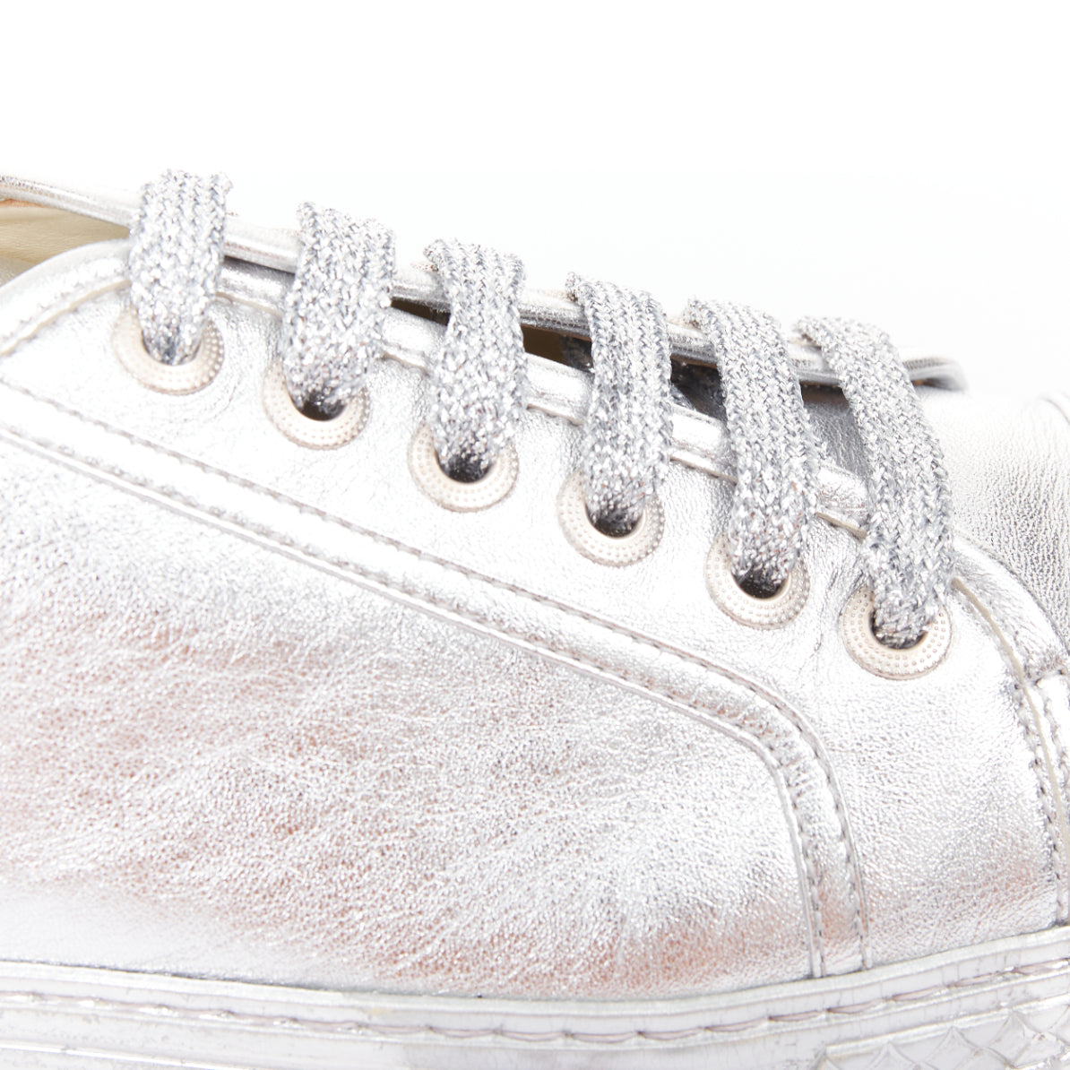Women's Chanel Leather Glitter Sneakers
