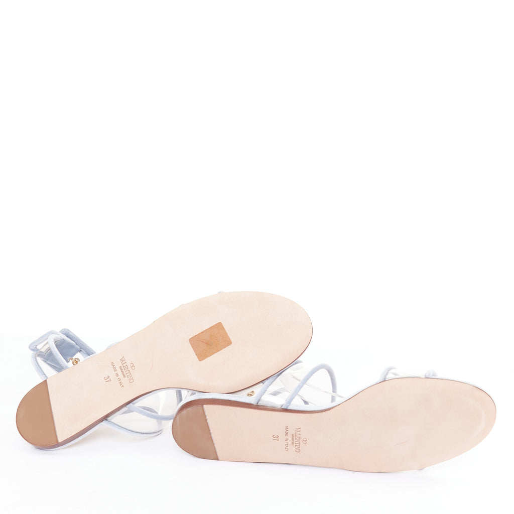 Women's Valentino Velvet Trim Clear PVC Strappy Sandals