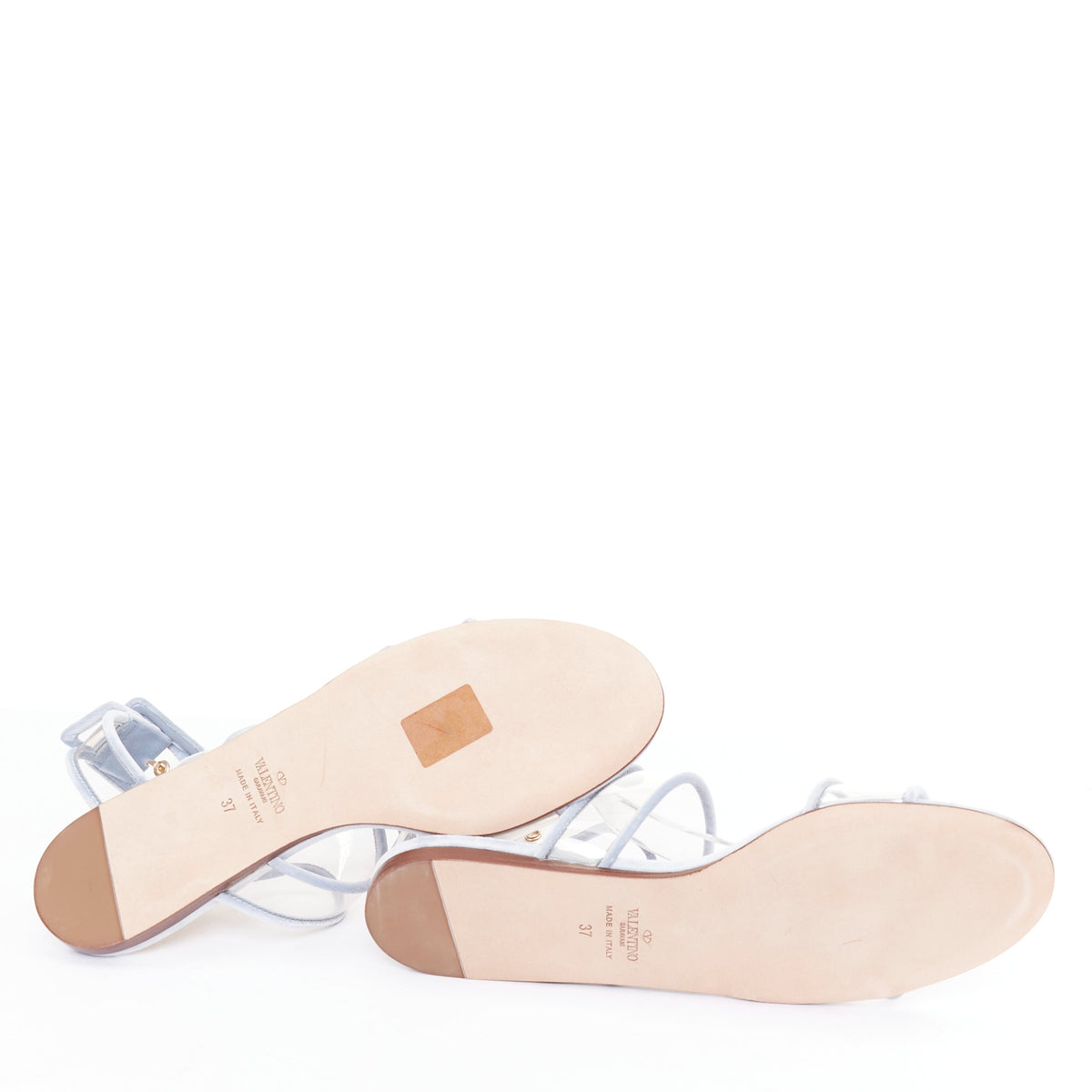 Women's Valentino Velvet Trim Clear PVC Strappy Sandals