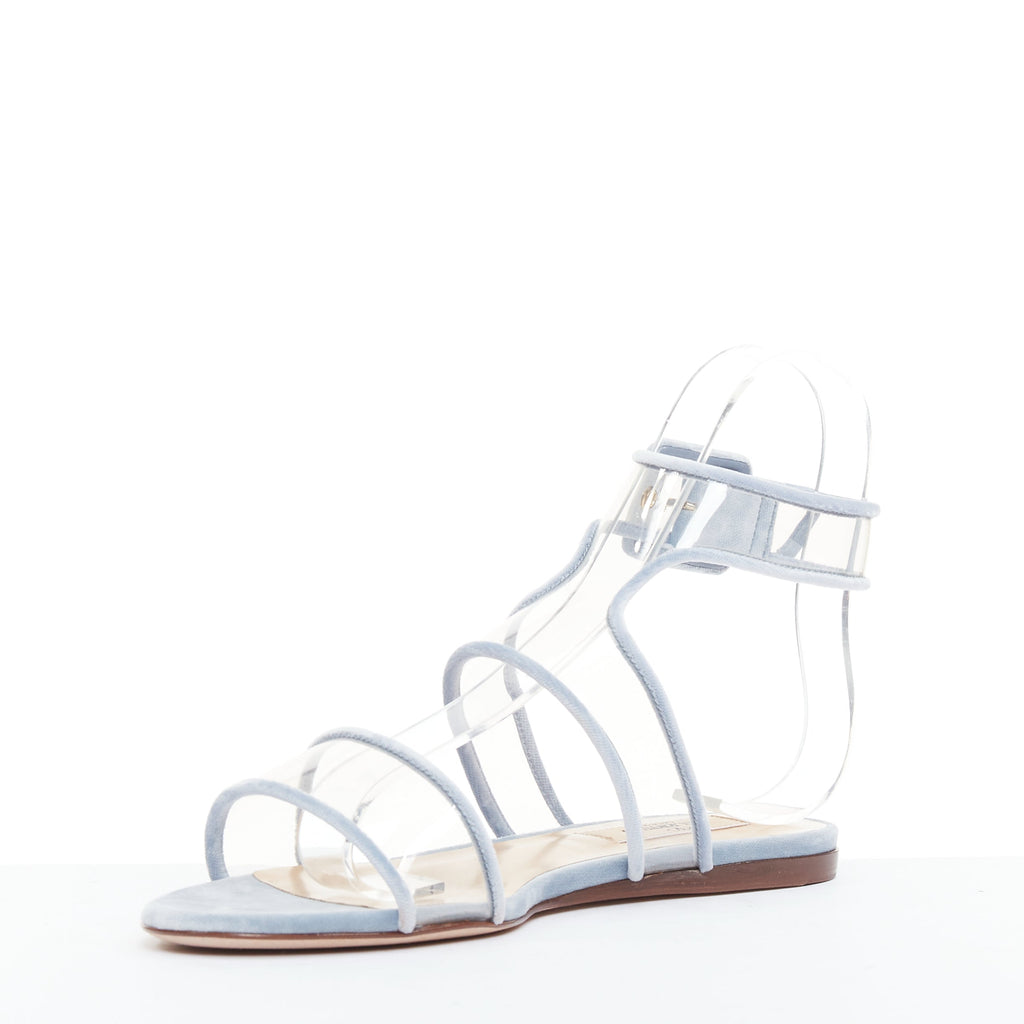 Women's Valentino Velvet Trim Clear PVC Strappy Sandals