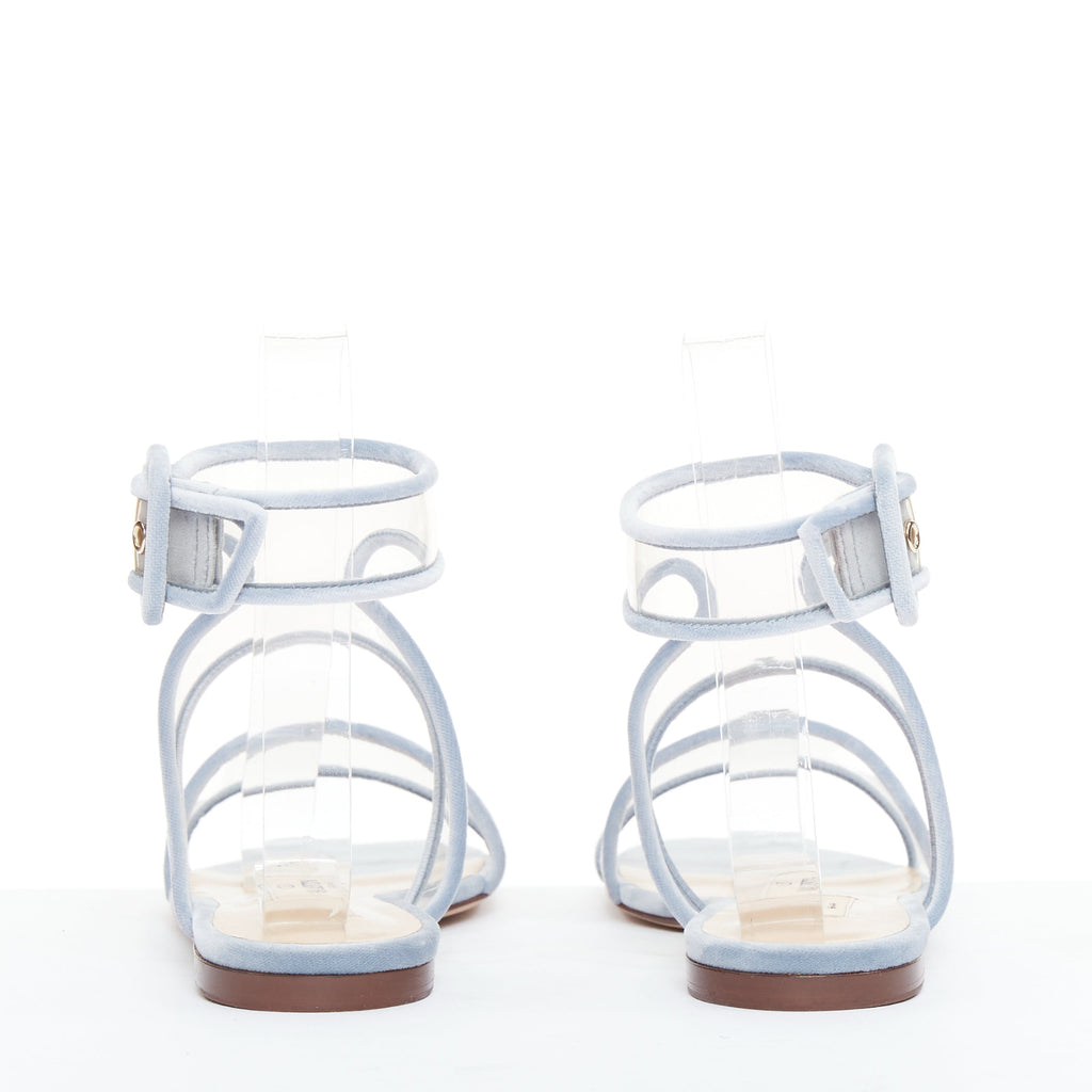 Women's Valentino Velvet Trim Clear PVC Strappy Sandals