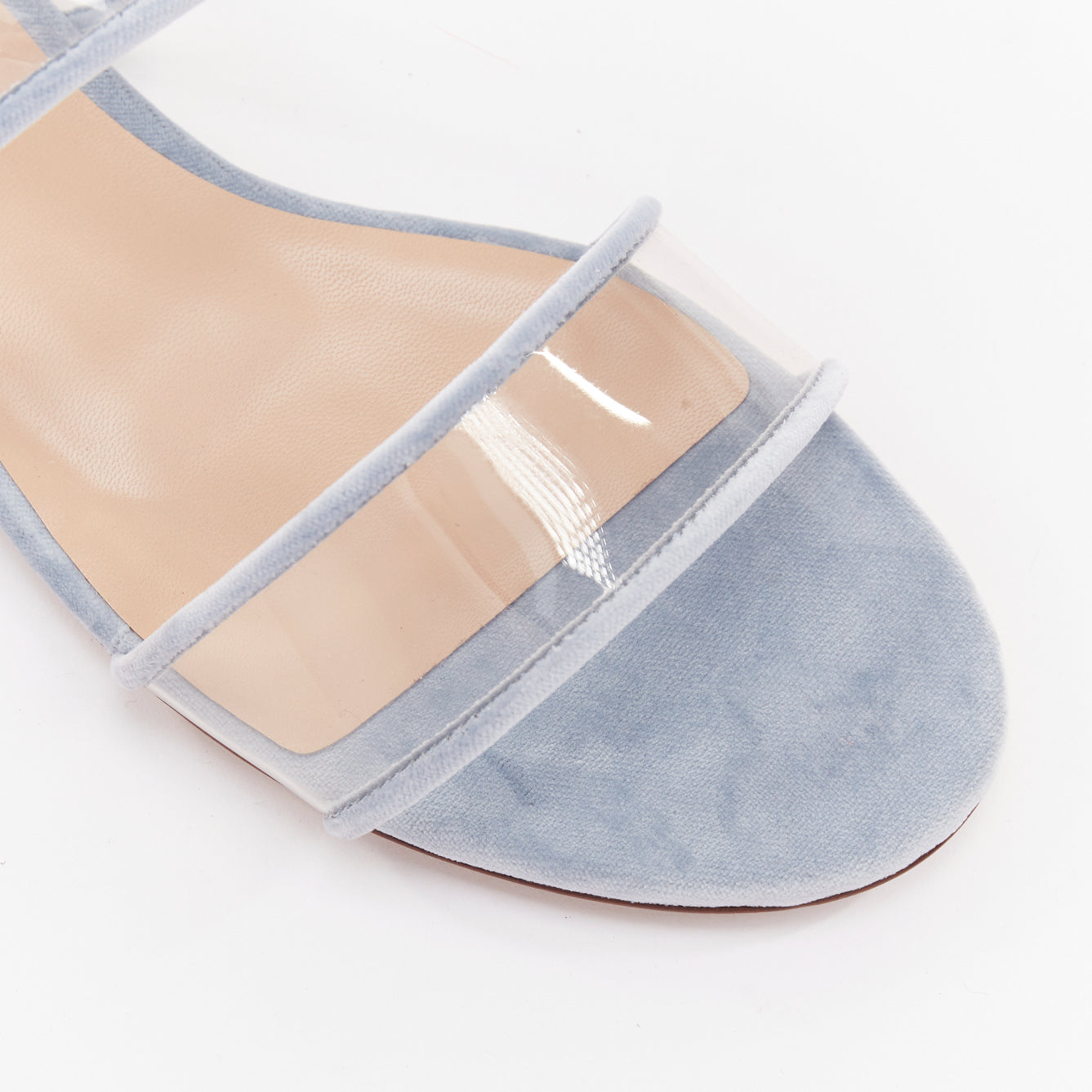 Women's Valentino Velvet Trim Clear PVC Strappy Sandals
