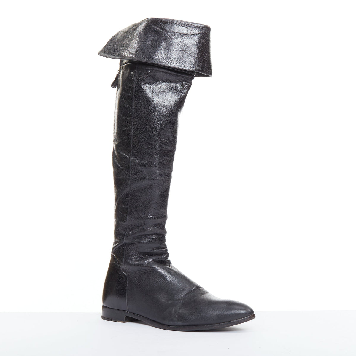 Women's Prada Leather Over The Knee Zip Boots