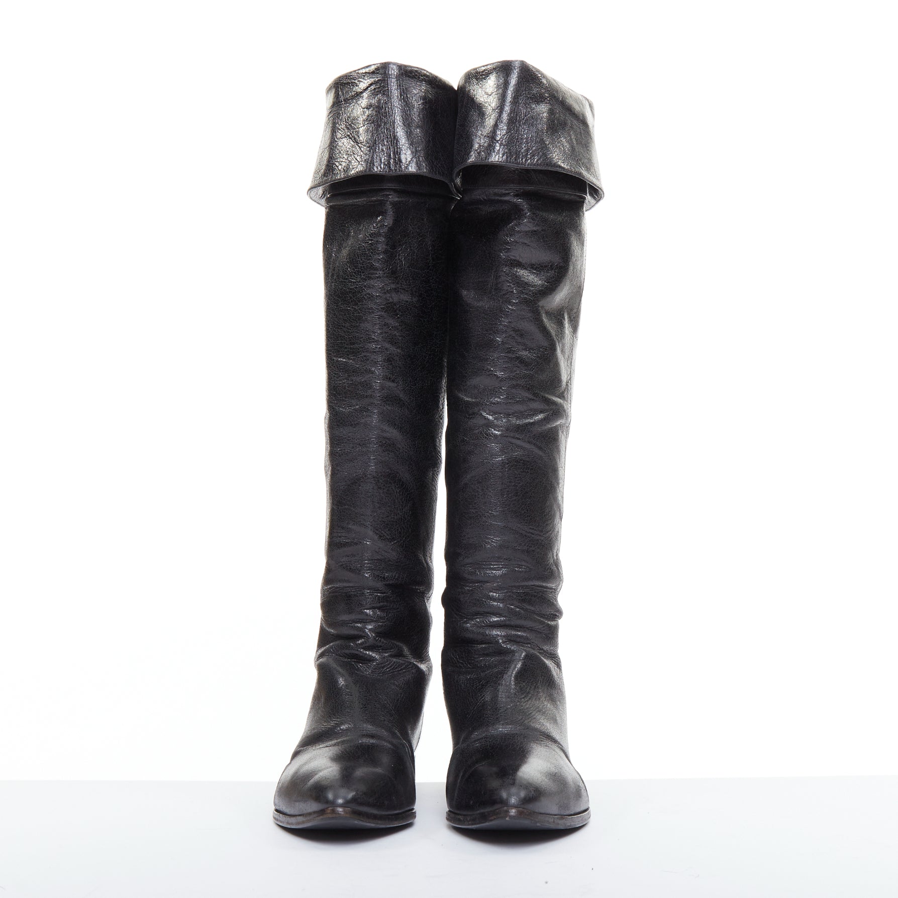Women's Prada Leather Over The Knee Zip Boots